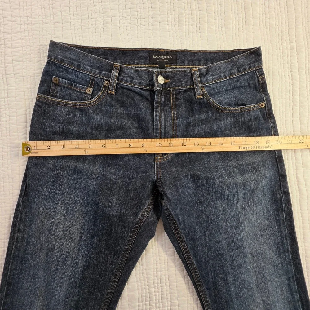 Banana Republic Vintage Straight Mens Jeans Dark Wash Denim 33x30 Blue Cotton